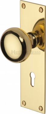 Click Here To Enlarge This Photo Of BAL8500-PB Heritage Brass Mortice Knob on Lock Plate Balmoral Design Polished Brass Finish