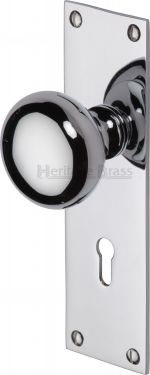 Click Here To Enlarge This Photo Of BAL8500-PC Heritage Brass Mortice Knob on Lock Plate Balmoral Design Polished Chrome Finish