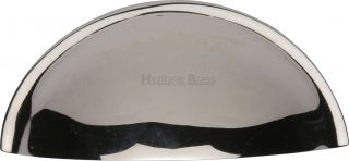 C2760-PNF Heritage Brass Drawer Pull Half Moon Design 57mm ctc Polished Nickel Finish