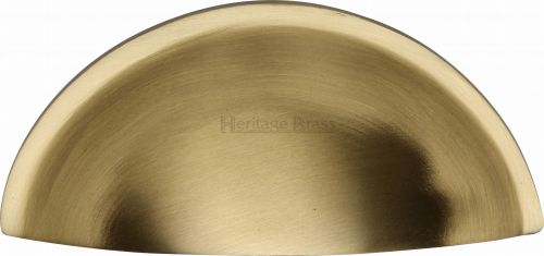Click Here To Enlarge This Photo Of C2760-SB Heritage Brass Drawer Pull Half Moon Design 57mm ctc Satin Brass Finish