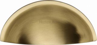 C2760-SB Heritage Brass Drawer Pull Half Moon Design 57mm ctc Satin Brass Finish