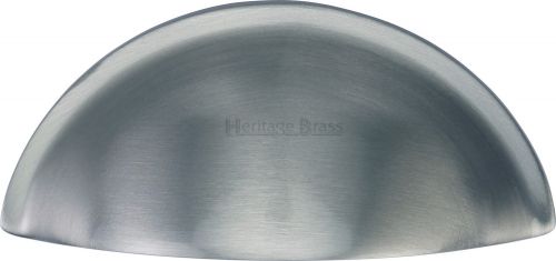 Click Here To Enlarge This Photo Of C2760-SC Heritage Brass Drawer Pull Half Moon Design 57mm ctc Satin Chrome Finish