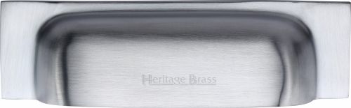 Click Here To Enlarge This Photo Of C2766 96-SC Heritage Brass Drawer Pull Military Design 96mm ctc Satin Chrome Finish