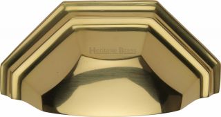 C2768-PB Heritage Brass Drawer Pull Deco Design 89mm ctc Polished Brass Finish