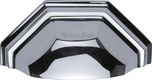 Click Here To Enlarge This Photo Of C2768-PC Heritage Brass Drawer Pull Deco Design 89mm ctc Polished Chrome Finish