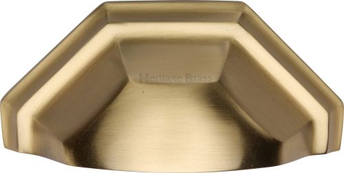 Click Here To Enlarge This Photo Of C2768-SB Heritage Brass Drawer Pull Deco Design 89mm ctc Satin Brass Finish