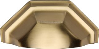 C2768-SB Heritage Brass Drawer Pull Deco Design 89mm ctc Satin Brass Finish