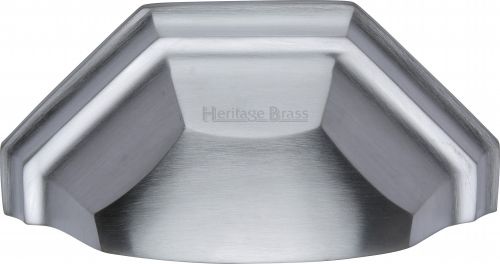 Click Here To Enlarge This Photo Of C2768-SC Heritage Brass Drawer Pull Deco Design 89mm ctc Satin Chrome Finish