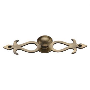 Click Here To Enlarge This Photo Of C3072 32-AT Heritage Brass Cabinet Knob Oval/Backplate Design 32mm Antique Brass Finish