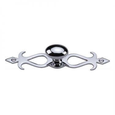 Click Here To Enlarge This Photo Of C3072 32-PC Heritage Brass Cabinet Knob Oval/Backplate Design 32mm Polished Chrome Finish