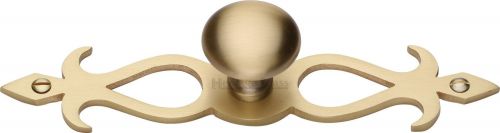 Click Here To Enlarge This Photo Of C3072 32-SB Heritage Brass Cabinet Knob Oval/Backplate Design 32mm Satin Brass Finish