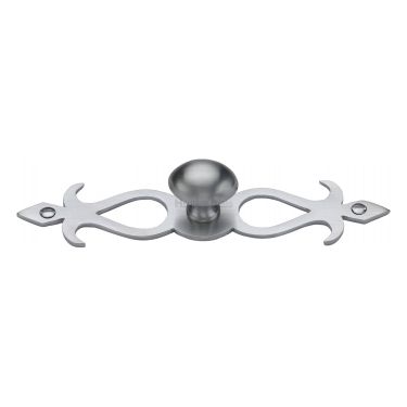 Click Here To Enlarge This Photo Of C3072 32-SC Heritage Brass Cabinet Knob Oval/Backplate Design 32mm Satin Chrome Finish