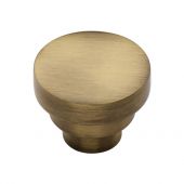 C3624 38-AT Heritage Brass Cabinet Knob Round Stepped Design 38mm Antique Brass Finish