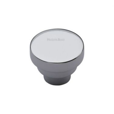 Click Here To Enlarge This Photo Of C3624 38-PC Heritage Brass Cabinet Knob Round Stepped Design 38mm Polished Chrome Finish