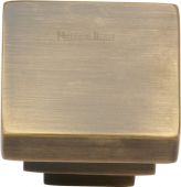 C3672 32-AT Heritage Brass Cabinet Knob Square Stepped Design 32mm Antique Brass Finish