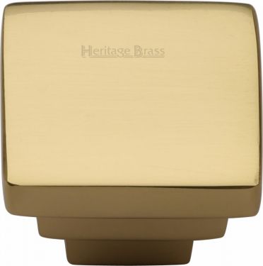 Click Here To Enlarge This Photo Of C3672 32-PB Heritage Brass Cabinet Knob Square Stepped Design 32mm Polished Brass Finish