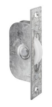 Click Here To Enlarge This Photo Of AQ91 - Carlisle Brass Sash Window Axle Pulley (Galvanised Forend With Nylon Wheel) 117 x 25mm