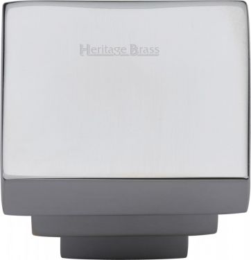 Click Here To Enlarge This Photo Of C3672 32-PC Heritage Brass Cabinet Knob Square Stepped Design 32mm Polished Chrome Finish