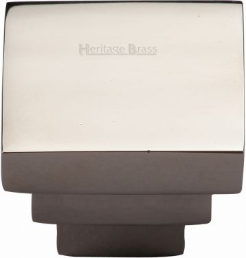 Click Here To Enlarge This Photo Of C3672 32-PNF Heritage Brass Cabinet Knob Square Stepped Design 32mm Polished Nickel Finish