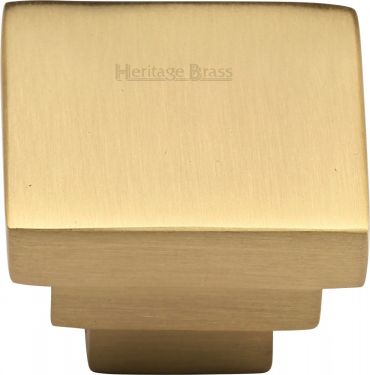 Click Here To Enlarge This Photo Of C3672 32-SB Heritage Brass Cabinet Knob Square Stepped Design 32mm Satin Brass Finish