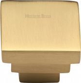 C3672 32-SB Heritage Brass Cabinet Knob Square Stepped Design 32mm Satin Brass Finish