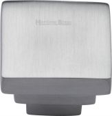 C3672 32-SC Heritage Brass Cabinet Knob Square Stepped Design 32mm Satin Chrome Finish