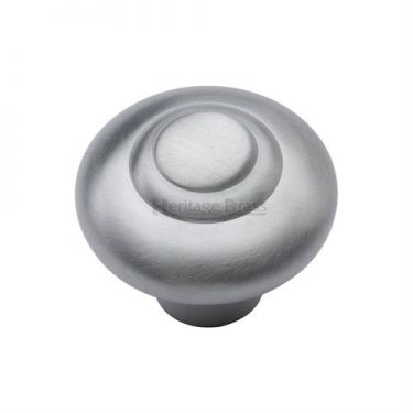 Click Here To Enlarge This Photo Of C3985 32-SC Heritage Brass Cabinet Knob Round Bead Design 32mm Satin Chrome Finish