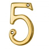 N5 - Carlisle Brass Numeral Face Fix (No.5) 76mm Polished Brass
