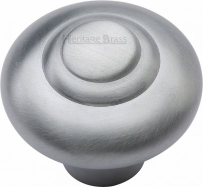 Click Here To Enlarge This Photo Of C3985 38-SC Heritage Brass Cabinet Knob Round Bead Design 38mm Satin Chrome Finish