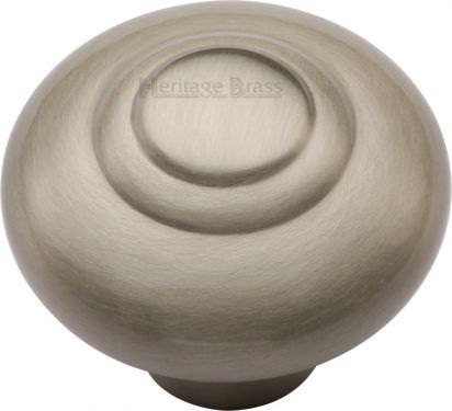 Click Here To Enlarge This Photo Of C3985 38-SN Heritage Brass Cabinet Knob Round Bead Design 38mm Satin Nickel Finish