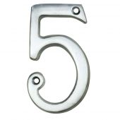 N5SC - Carlisle Brass Numeral Face Fix (No.5) 76mm Satin Chrome