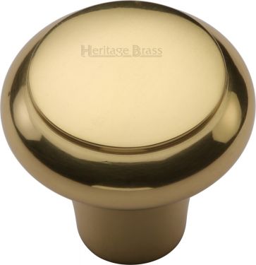 Click Here To Enlarge This Photo Of C3990 32-PB Heritage Brass Cabinet Knob Round Edge Design 32mm Polished Brass Finish