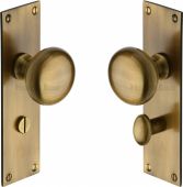 BAL8530-AT Heritage Brass Mortice Knob on Bathroom Plate Balmoral Design Antique Brass Finish