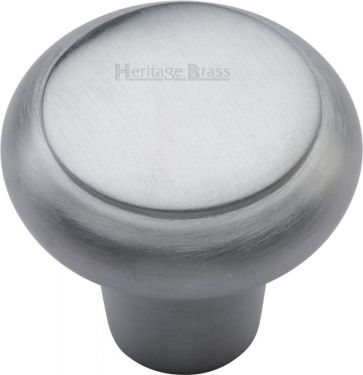 Click Here To Enlarge This Photo Of C3990 32-SC Heritage Brass Cabinet Knob Round Edge Design 32mm Satin Chrome Finish