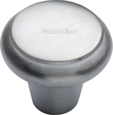 Click Here To Enlarge This Photo Of C3990 38-SC Heritage Brass Cabinet Knob Round Edge Design 38mm Satin Chrome Finish