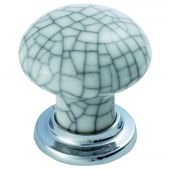 FTD630ACPMC - Carlisle Brass Fingertip Design Porcelain Knob with Finished Base 35mm Polished Chrome