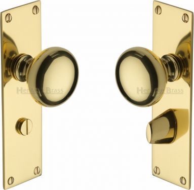 Click Here To Enlarge This Photo Of BAL8530-PB Heritage Brass Mortice Knob on Bathroom Plate Balmoral Design Polished Brass Finish