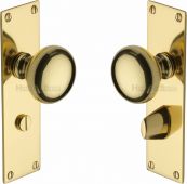 BAL8530-PB Heritage Brass Mortice Knob on Bathroom Plate Balmoral Design Polished Brass Finish