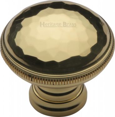 Click Here To Enlarge This Photo Of C4545-PB Heritage Brass Cabinet Knob Hand Beaten Design 32mm Polished Brass Finish