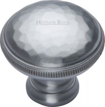 Click Here To Enlarge This Photo Of C4545-SC Heritage Brass Cabinet Knob Hand Beaten Design 32mm Satin Chrome Finish