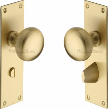 Click Here To Enlarge This Photo Of BAL8530-SB Heritage Brass Mortice Knob on Bathroom Plate Balmoral Design Satin Brass Finish
