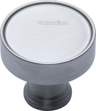 Click Here To Enlarge This Photo Of C4549-SC Heritage Brass Cabinet Knob Florence Design 32mm Satin Chrome Finish