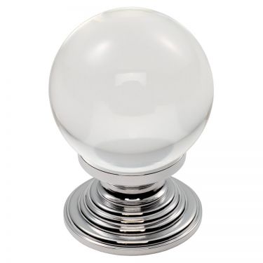 Click Here To Enlarge This Photo Of FTD690ACTC - Carlisle Brass Fingertip Design Crystal Ball Knob with Finished Base 27mm Polished Chrome