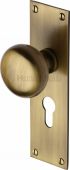 BAL8548-AT Heritage Brass Mortice Knob on Euro Profile Plate Balmoral Design Antique Brass Finish