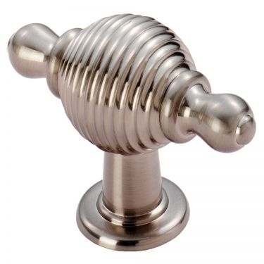 Click Here To Enlarge This Photo Of FTD600RSN - Carlisle Brass Fingertip Design Reeded Knob with Finial Ends 70 x 26mm Satin Nickel