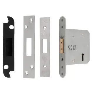 LDS5530SSS - Carlisle Brass Easi-T Heavy Duty 76mm 5 Lever Security Deadlock &lpar;Square Corners&rpar; Satin Stainless Steel