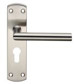 CSLP1162E/SSS - Carlisle Brass Eurospec Mitred Euro Profile (47.5mm) Lock Levers on 172 x 44mm Backplate Satin Stainless Steel