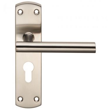 Click Here To Enlarge This Photo Of CSLP1164E/SSS - Carlisle Brass Eurospec T-Bar Euro Profile (47.5mm) Lock Levers on 172 x 44mm Backplate Satin Stainless Steel