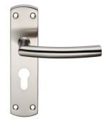 CSLP1167E/SSS - Carlisle Brass Eurospec Arched Euro Profile (47.5mm) Lock Levers on 172 x 44mm Backplate Satin Stainless Steel