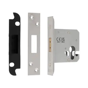 Click Here To Enlarge This Photo Of EDS5030SSS  - Carlisle Brass Easi-T Heavy Duty 76mm Euro Profile Deadlock &lpar;Square Corners&rpar; Satin Stainless Steel